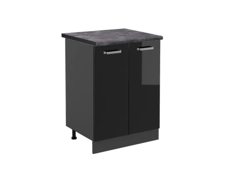 Discount Vicco Küchenunterschrank R-Line Schwarz Hochglanz/Anthrazit 60 cm AP Anthrazit Küchenschränke