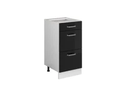 Best Vicco Küchenunterschrank R-Line Schwarz Hochglanz/Weiß 40 cm mit Schubladen ohne Arbeitsplatte Küchenschränke