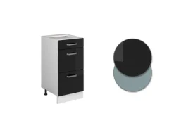 Best Vicco Küchenunterschrank R-Line Schwarz Hochglanz/Weiß 40 cm mit Schubladen ohne Arbeitsplatte Küchenschränke