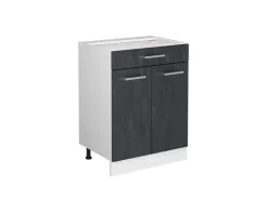 Küchenschränke<Vicco Küchenunterschrank R-Line Schwarz Beton 60 cm ohne Arbeitsplatte mit Weiß Korpus Beton Anthrazit