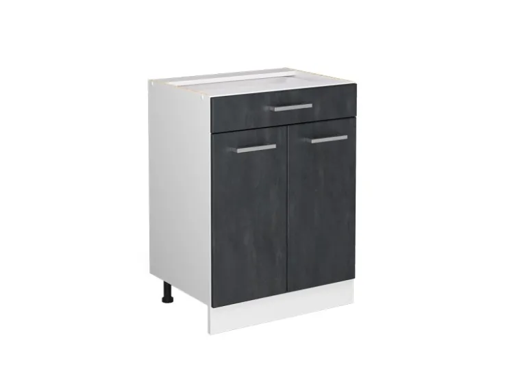 Küchenschränke<Vicco Küchenunterschrank R-Line Schwarz Beton 60 cm ohne Arbeitsplatte mit Weiß Korpus Beton Anthrazit