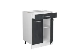 Küchenschränke<Vicco Küchenunterschrank R-Line Schwarz Beton 60 cm ohne Arbeitsplatte mit Weiß Korpus Beton Anthrazit