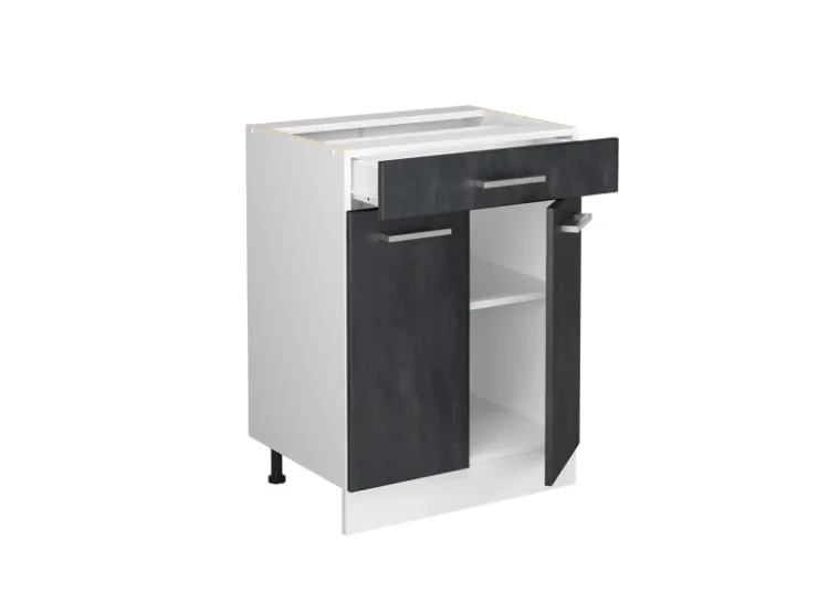 Küchenschränke<Vicco Küchenunterschrank R-Line Schwarz Beton 60 cm ohne Arbeitsplatte mit Weiß Korpus Beton Anthrazit