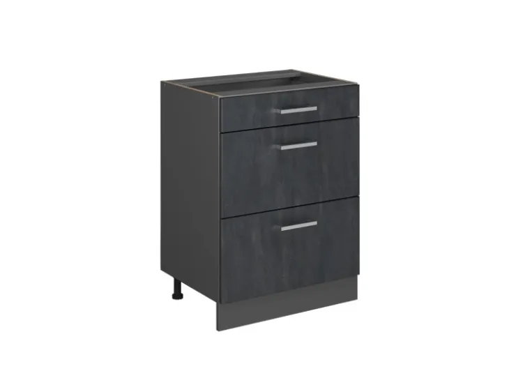 Küchenschränke<Vicco Küchenunterschrank R-Line Schwarz Beton 60 cm ohne Arbeitsplatte mit Anthrazit Korpus Beton Anthrazit