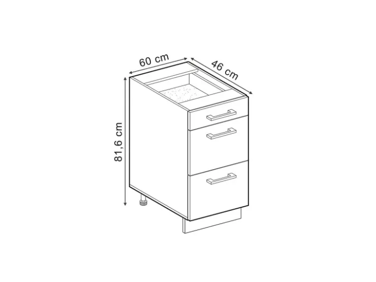 Küchenschränke<Vicco Küchenunterschrank R-Line Schwarz Beton 60 cm ohne Arbeitsplatte mit Anthrazit Korpus Beton Anthrazit