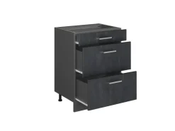 Küchenschränke<Vicco Küchenunterschrank R-Line Schwarz Beton 60 cm ohne Arbeitsplatte mit Anthrazit Korpus Beton Anthrazit