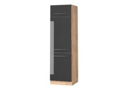 Sale Vicco Kühlumbauschrank Fame-Line Hochglanz/Goldkraft Eiche 60 cm Anthrazit