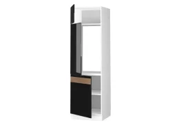 Vicco Kühlumbauschrank Fame-Line Hochschrank für die Küche Schwarz Eiche Hochglanz/Weiß 60 cm Kühlschränke|Küchenschränke