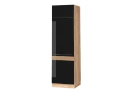 Best Vicco Kühlumbauschrank Fame-Line Schwarz-Eiche Hochglanz/Goldkraft Eiche 60 cm Eiche Dunkel