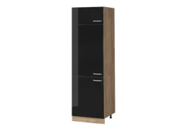 Hot Vicco Kühlumbauschrank R-Line Schwarz Hochglanz/Goldkraft Eiche 60 cm Kühlschränke