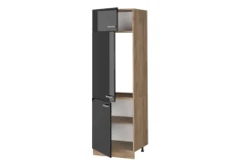 Hot Vicco Kühlumbauschrank R-Line Schwarz Hochglanz/Goldkraft Eiche 60 cm Kühlschränke