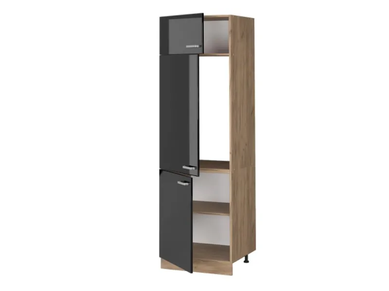 Hot Vicco Kühlumbauschrank R-Line Schwarz Hochglanz/Goldkraft Eiche 60 cm Kühlschränke