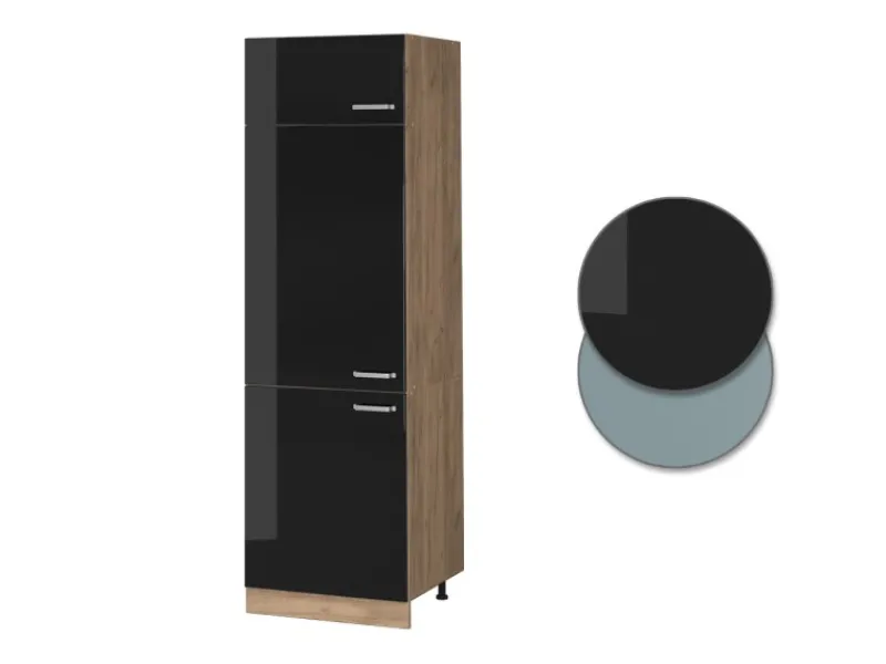 Hot Vicco Kühlumbauschrank R-Line Schwarz Hochglanz/Goldkraft Eiche 60 cm Kühlschränke