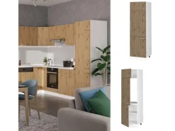 Gefrierschränke<Vicco Kühlumbauschrank R-Line Hochschrank für die Küche Artisan-Eiche/Weiß 60 cm Artisan Eiche
