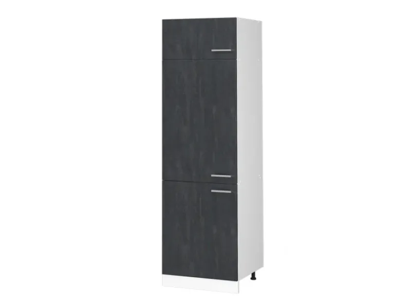 Vicco Kühlumbauschrank R-Line Hochschrank für die Küche Schwarz Beton/Weiß 60 cm Küchenschränke