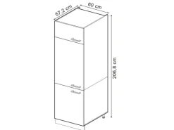 Vicco Kühlumbauschrank R-Line Hochschrank für die Küche Schwarz Beton/Weiß 60 cm Küchenschränke