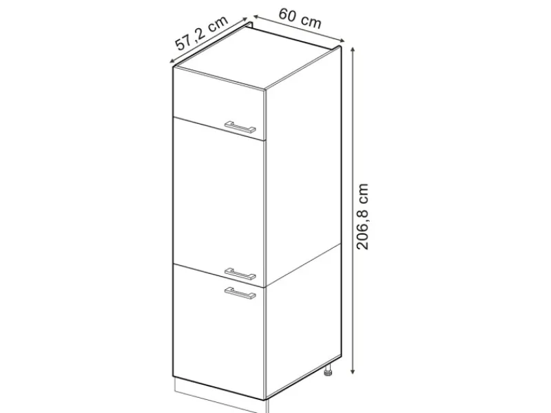 Vicco Kühlumbauschrank R-Line Hochschrank für die Küche Schwarz Beton/Weiß 60 cm Küchenschränke