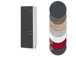 Vicco Kühlumbauschrank R-Line Hochschrank für die Küche Schwarz Beton/Weiß 60 cm Küchenschränke