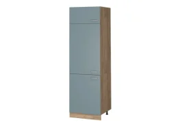 Discount Vicco Kühlumbauschrank R-Line Hochschrank für die Küche Blau-Grau/Goldkraft Eiche 60 cm Blaugrau