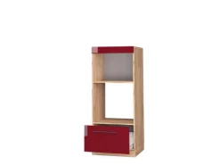 Vicco Mikrowellenschrank Fame-Line Bordeaux Hochglanz/Goldkraft Eiche 60 cm Offen Gefrierschränke|Kühlschränke