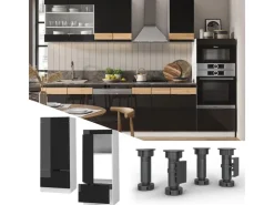 Küchenschränke<Vicco Mikrowellenschrank Fame-Line Schwarz Eiche Hochglanz 60 cm Eiche Dunkel
