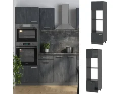Best Vicco Mikrowellenschrank R-Line Küchenregal für die Mikrowelle Schwarz Beton/Anthrazit 60 cm Küchenregale