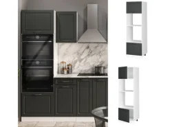 Vicco Mikrowellenschrank R-Line Küchenregal für die Mikrowelle Anthrazit Landhaus/Weiß 60 cm Küchenregale