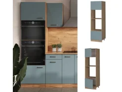 Küchenregale<Vicco Mikrowellenschrank R-Line Küchenregal für die Mikrowelle Blau-Grau/Goldkraft Eiche 60 cm Blaugrau