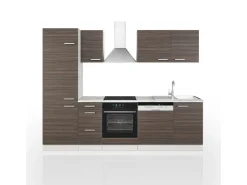 Vicco Optima Küchenzeile /Weiß 270 cm ohne ArbeitsplatteOptima ohne E-Geräte Edelgrau