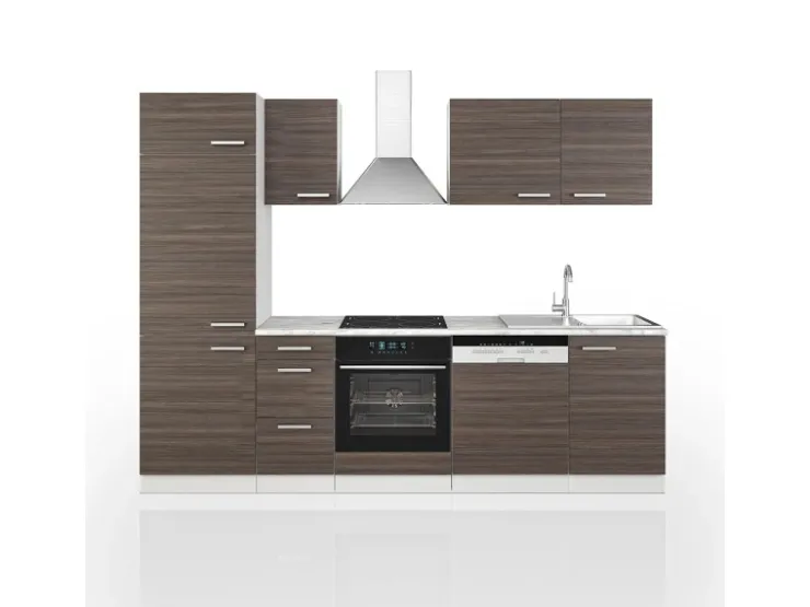 Vicco Optima Küchenzeile /Weiß 270 cm ohne ArbeitsplatteOptima ohne E-Geräte Edelgrau