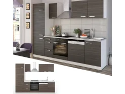 Vicco Optima Küchenzeile /Weiß 270 cm ohne ArbeitsplatteOptima ohne E-Geräte Edelgrau