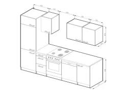 Vicco Optima Küchenzeile /Weiß 270 cm ohne ArbeitsplatteOptima ohne E-Geräte Edelgrau