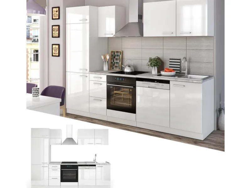 Best Vicco Optima Küchenzeile 270 cm ohne ArbeitsplatteOptima ohne E-Geräte Einbauküchen