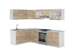 Clearance Vicco Rick Eckküche Weiß/Sonoma 267 x 167 cm AP MarmorRick ohne E-Geräte Sonoma-Weiß