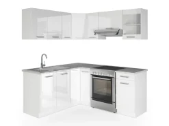 Best Vicco Rick Eckküche / Hochglanz 187 x 167 cm AP MarmorRick ohne E-Geräte Weiß