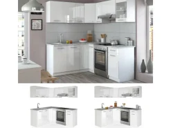 Best Vicco Rick Eckküche / Hochglanz 187 x 167 cm AP MarmorRick ohne E-Geräte Weiß