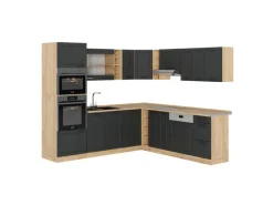 Sale Vicco R-Line Eckküche Anthrazit Landhaus/Goldkraft Eiche 237 x 247 cm AP Eiche ohne E-Geräte Winkelküchen