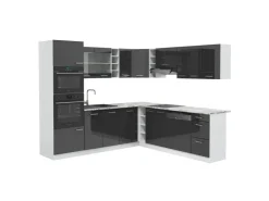 Winkelküchen|Einbauküchen<Vicco R-Line Eckküche /Weiß 237 x 60 cm ohne Arbeitsplatte ohne E-Geräte Anthrazit Hochglanz