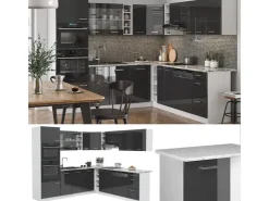 Winkelküchen|Einbauküchen<Vicco R-Line Eckküche /Weiß 237 x 60 cm ohne Arbeitsplatte ohne E-Geräte Anthrazit Hochglanz