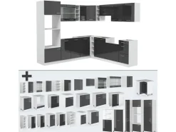 Winkelküchen|Einbauküchen<Vicco R-Line Eckküche /Weiß 237 x 60 cm ohne Arbeitsplatte ohne E-Geräte Anthrazit Hochglanz