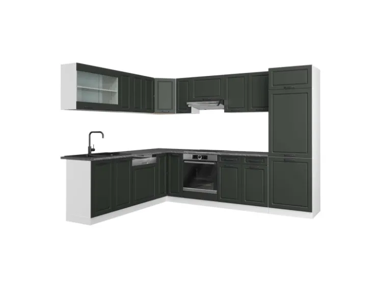 Clearance Vicco R-Line Eckküche Anthrazit Landhaus/Weiß 227 x 287 cm AP Anthrazit ohne E-Geräte Anthrazit Struktur