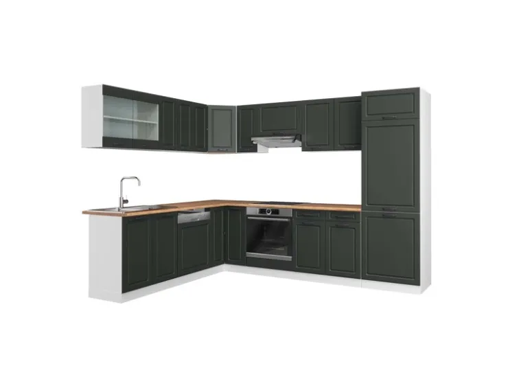 Hot Vicco R-Line Eckküche Anthrazit Landhaus/Weiß 227 x 287 cm AP Eiche ohne E-Geräte Anthrazit Struktur
