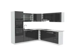 Vicco R-Line Eckküche /Weiß 237 x 60 cm AP Marmor ohne E-Geräte Winkelküchen|Kühlschränke