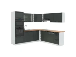 Vicco R-Line Eckküche Anthrazit Landhaus/Weiß 237 x 247 cm AP Eiche ohne E-Geräte Winkelküchen|Kücheninseln
