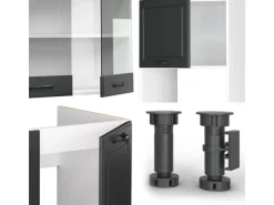 Vicco R-Line Eckküche Anthrazit Landhaus/Weiß 237 x 247 cm AP Eiche ohne E-Geräte Winkelküchen|Kücheninseln