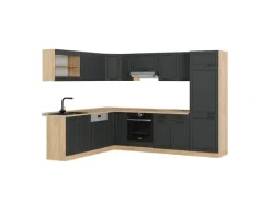 Sale Vicco R-Line Eckküche Anthrazit Landhaus/Goldkraft Eiche 227 x 287 cm AP Eiche ohne E-Geräte Winkelküchen
