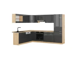 Winkelküchen<Vicco R-Line Eckküche /Goldkraft Eiche 227 x 287 cm AP Eiche ohne E-Geräte Anthrazit Hochglanz