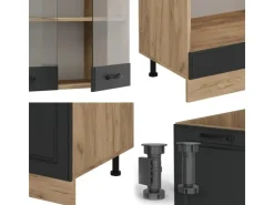Hot Vicco R-Line Eckküche Anthrazit Landhaus/Goldkraft Eiche 227 x 287 cm AP Anthrazit ohne E-Geräte Anthrazit Struktur