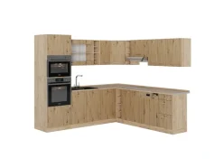 Winkelküchen<Vicco R-Line Eckküche Artisan-Eiche/Goldkraft Eiche 237 x 247 cm ohne Arbeitsplatte ohne E-Geräte Artisan Eiche