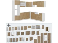 Winkelküchen|Einbauküchen<Vicco R-Line Eckküche /Weiß 237 x 247 cm AP Anthrazit ohne E-Geräte Artisan Eiche